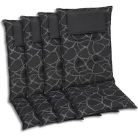 GO-DE Textil, Sesselauflage Hochlehner, 4er-Set, Farbe: anthra, Maße ca.: 120 cm x 50 cm x 7 cm