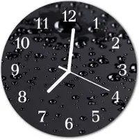 Tulup Glasuhr Wanduhr Küchenuhr Echt-Glas 30fi cm Tropfen schwarz