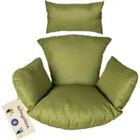 Sunnypillow Hängesessel Kissen - Auflage für Rattan & Polyrattan Hängeschaukel - Extra Dick 15cm, UV - beständig, wasserdicht - Grün