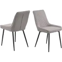 Möbilia Essstuhl im 2er-Set | Bezug Stoff hellgrau | Beine Stahl schwarz | B 52 x T 56 x H 86 cm | 21020053 | Serie STUHL