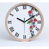 Tulup Holzuhr 25fi cm wanduhr - schwarze Spitzen - Beeren mit Eis
