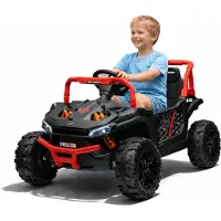 Beneo Elektroauto für Kinder UTV Small 12V, schwarz, Hinterradantrieb, 12V Batterie, Kunststoffräder, Breiter Doppelsitz für nur ein Kind, 2,4 GHz Fernbedienung, MP3-Player mit USB/SD-Eingang, LED-Leuchten