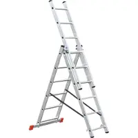 BRB-Lagertechnik Aluminium Vielzweckleiter, 3 x 6 Sprossen, Arbeitshöhe bis 4210 mm