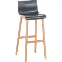 DELUKE Barhocker DELHI - Grau, Holz | Barhocker mit Lehne Barstuhl Tresenhocker Tresenstuhl Kneipenhocker Kneipenstuhl