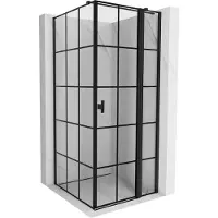 Mexen Mist T Duschkabine, rechts öffnend, 120 x 120 cm, schwarz kariert, schwarz - 8A4T-120-120-70-77-P