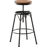 CLP Barhocker Beam höhenverstellbar mit Holzsitz, Metallgestell und Fußablage bronze