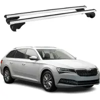 Omac Dachträger Grundtäger für Skoda Superb mk3 Kombi 2015-2023 75kg Alu Silber 2 tlg