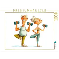 CALVENDO Puzzle Seniorensport mit Hanteln im Park | 1000 Teile Lege-Größe 64x48cm Foto-Puzzle für glückliche Stunden