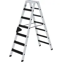 Proregal Stufen-Stehleiter beidseitig begehbar mit clip-step relax 2x7 Stufen