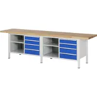 RAU Werkbank höhenverstellbar 8463A2, B3000xT700xH840-1040mm, 8x Schublade-TA