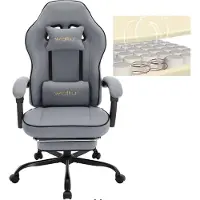 Woltu Gaming Stuhl mit Taschenfederkissen, ergonomischer Drehstuhl, Netzstoff, Grau