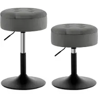 Woltu 2er Set Barhocker niedrig, Sitzhocker mit Stauraum, Schminkhocker drehbar, für Bar Schminktisch Kücheninsel Tresen, Samtbezug Dunkelgrau