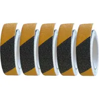 Vago-Tools 5x Antirutschband Selbstklebend 25mm x 5m Klebeband schwarz-gelb Tape
