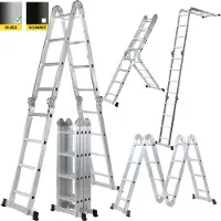 Craftfull Mehrzweckleiter CF-104A | 6in1 Leiter - Gelenkleiter aus Aluminium - Anti-Rutsch Klapp- & Stehleiter - Multifunktionsleiter (4x4 Sprossen)