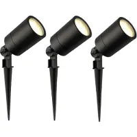 LEDVION - 3er Set, Gartenstrahler mit Erdspieß, IP65, 3W, GU10, 2700K, 220-240V, Warmweiß, LED Strahler, Gartenbeleuchtung mit Strom, Mit GU10 Leuchtmittel, Dimmbar, Wasserdicht