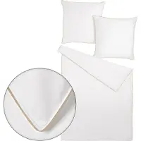TRAUMSCHLAF Uni Bettwäsche White Collection Pipping Kissenbezug einzeln 70x90 cm taupe