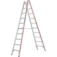 Hymer Sprossenstehleiter, beidseitig begehbar, 2x10 Sprossen, senkr. Höhe 2,85 m, Reichhöhe 4,17 m, Gewicht 11,4 kg