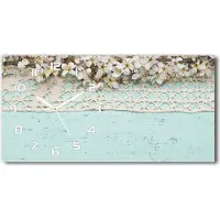 Tulup Wanduhr aus Glas – 60x30 cm - Glasbild - Glasuhr - Gehärtetes Glas - weisse-zeiger - Kirschblüten
