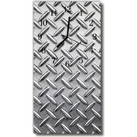Tulup Glasuhr Wanduhr Küchenuhr Echt-Glas 30x60 Blech Silber