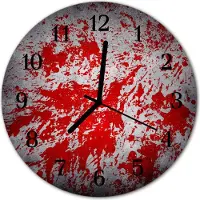 Tulup Glasuhr Wanduhr Küchenuhr Echt-Glas 30fi cm Flecken rot
