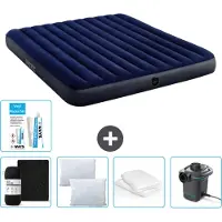 Intex Luftbett – 2 Personen – 183 x 203 x 25 cm – Blau – im Lieferumfang enthalten Spannbettuch - Küssen - Pumpe - Reperaturset en Kissenschutz
