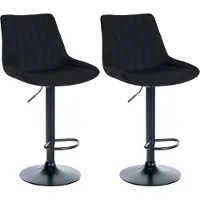 DELUKE Barhocker 2er Set RIO - Schwarz, Stoff, Schwarz | Barhocker mit Lehne Barstuhl Tresenhocker Tresenstuhl Kneipenhocker Kneipenstuhl