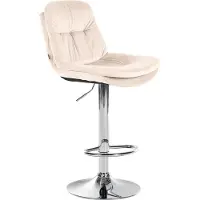 DELUKE Barhocker MITUN - Samt Creme 46x54x94 cm Silber | Barstuhl Höhenverstellbar Mit Lehne Drehbar Tresenhocker Tresenstuhl Kneipenhocker Kneipenstuhl