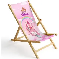 Ferocity Kinder Holz-Liegestuhl Personalisierbar Klappbar Klappliegestuhl Sonnenliege Strandstuhl Wechselbezug Motiv Prinzessin [119]