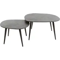 KAWOLA Couchtisch PARANA Set 2-tlg. Holz schwarz oval