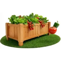 Coemo Hochbeet großes Kräuterbeet Holz mit Pflanzfolie 90 x 40 x 30 cm