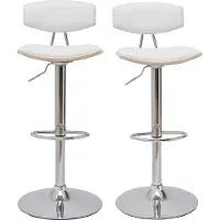 Miliboo - Design-Barhocker weiß mit hellem Holz (2er-Set) VASCO