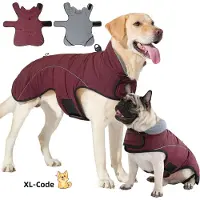 STILVORA Hundemäntel, Hundejacke, Wasserdichte, winddichte und gefütterte Winterjacke für Hunde, Mit Leinenöffnung, Warm und Schutz vor Schnee, Rot XL