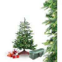 Gartenpirat Künstlicher Weihnachtsbaum BonTree Fichte 120 cm mit Beleuchtung 90 LED warmweiß Komfort Set Christbaum mit Holzständer und Aufbewahrungstasche