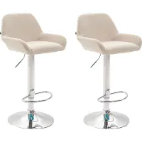 CLP 2er Set Barhocker Braga Stoff drehbar und höhenverstellbar creme Gestell Farbe chrom