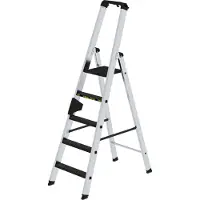 MUNK Günzburger Steigtechnik Stufen-Stehleiter 250 kg einseitig begehbar mit clip-step R13 5 Stufen