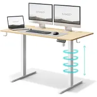Sense7 Nojo Elektrisch Höhenverstellbarer Schreibtisch 120 cm Kiefer Optik Gaming Tisch Sitz-Steh-Funktion Memory Ergonomisch PC Tisch Weißes Gestell