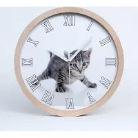 Tulup Holzuhr 20fi cm wanduhr - weiße Spitzen - kleine Katze