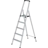 Proregal ML Stufen-Stehleiter einseitig begehbar Aluminium eloxiert 5 Stufen