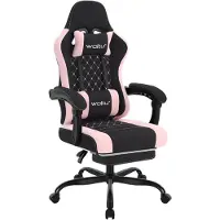 Woltu Gaming Stuhl mit Massagefunktion, Taschenfederkissen, ergonomisch, Netzstoff : Schwarz+Rosa Farbe: Schwarz+Rosa