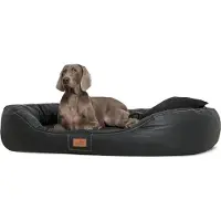 Tierlando Orthopädisches Hundebett LENNART VIP VISCO PLUS Kunstleder und Velours - Größe: 100x85cm | Farbe: 03 Schwarz