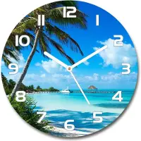 Tulup Wanduhr aus Glas 30fi Glasbild Glasuhr Gehärtetes Glas - weisse-zeiger - Tropical beach