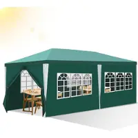 Vigevee 3 x 6 m Garten Pavillon mit 5 Seitenteilen tragbares wasserdichtes Zelt, grün für Camping / Garten / Hochzeit / Strand