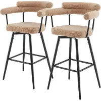 ML-Design Barhocker Drehbar 2Er Set Braun mit Teddy-Stoff 76 cm Hoch