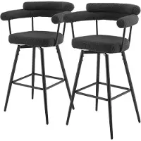 ML-Design Barhocker Drehbar 2Er Set Dunkelgrau mit Teddy-Stoff 76 cm