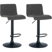 CLP 2er Set Barhocker Branford höhenverstellbar und 360 drehbar | Farbe dunkelgrau Material Stoff