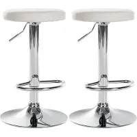 DELUKE 2er Set Barhocker KAZON - Kunstleder Weiß 38.5x38.5x60 cm Silber | Barstuhl Höhenverstellbar Drehbar Tresenhocker Tresenstuhl Kneipenhocker