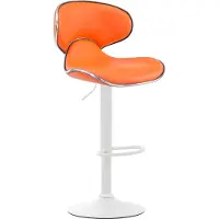 DELUKE Barhocker FAMIR - Kunstleder Orange 46x49x88 cm Weiß | Barstuhl Mit Lehne Tresenhocker Tresenstuhl Kneipenhocker Kneipenstuhl