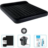 Intex Luftbett - 2 Personen - 183 x 203 x 25 cm - Dunkelblau - Im Lieferumfang enthalten Spannbettuch - Pumpe en Reperaturset