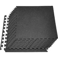 Vevor 12 x Puzzlematte Bodenschutzmatte 61 x 61 x 10 cm, Hochdichte EVA-Schaumstoffmatte, Ineinandergreifende Fitnessmatte Gymnastikmatte Sportmatte, Trainingsmatte (Schwarz) mit Grauen Punkten