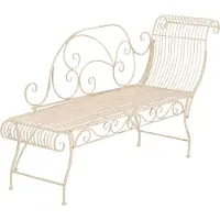 DELUKE Gartenbank SIZON - Metall Beige 156x46x78 cm | Gartenliege Metall Sonnenliege Antik Vintage Gartenstuhl Lang 1 Sitzer